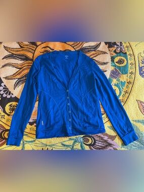 Icebreaker Merino Wool Blue Button-Front Cardigan